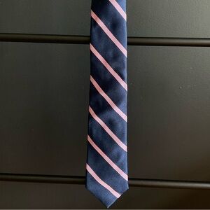 Navy with pink stripe skinny tie